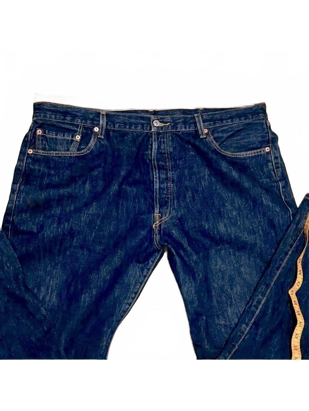 Vtg 90s Y2K Men Levi's 501 XX Button Fly Dark Wash Rigid Denim Straight Jean 42 - Picture 8 of 12